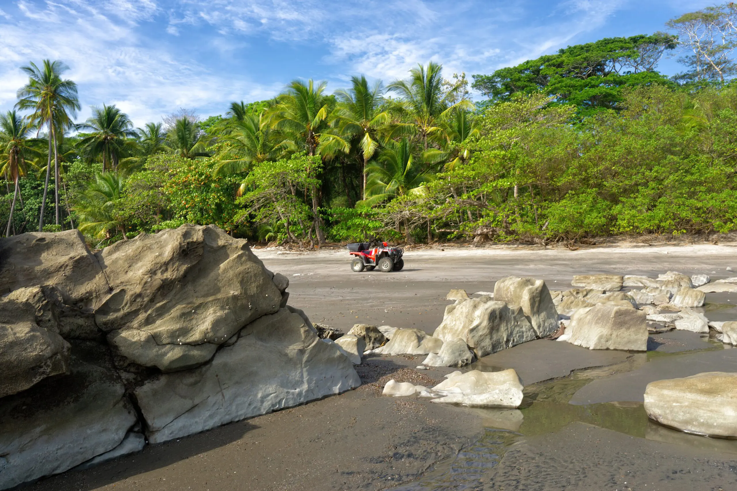 All-terrain,Bike,Standing,On,A,Rocky,Beach,Of,Costa,Rica